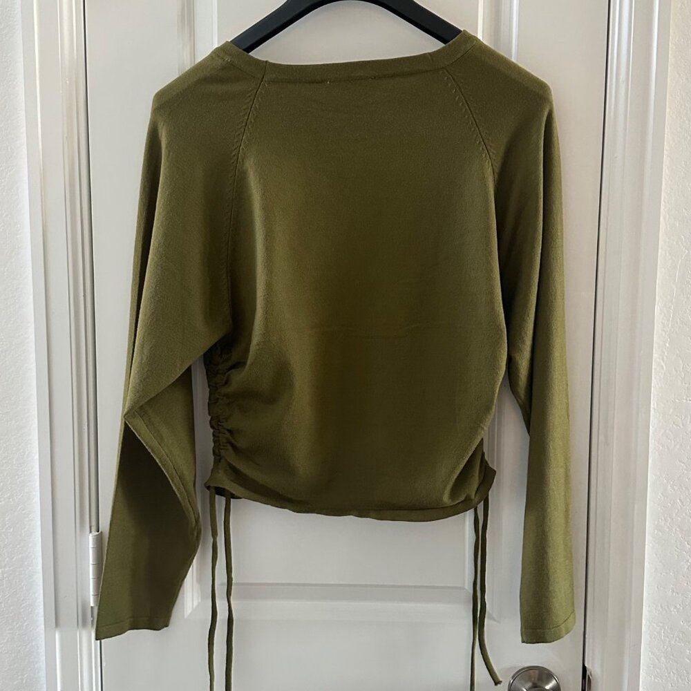Double Zero Womens Olive Long Sleeve Drawstring Top Size L - Picture 3 of 7